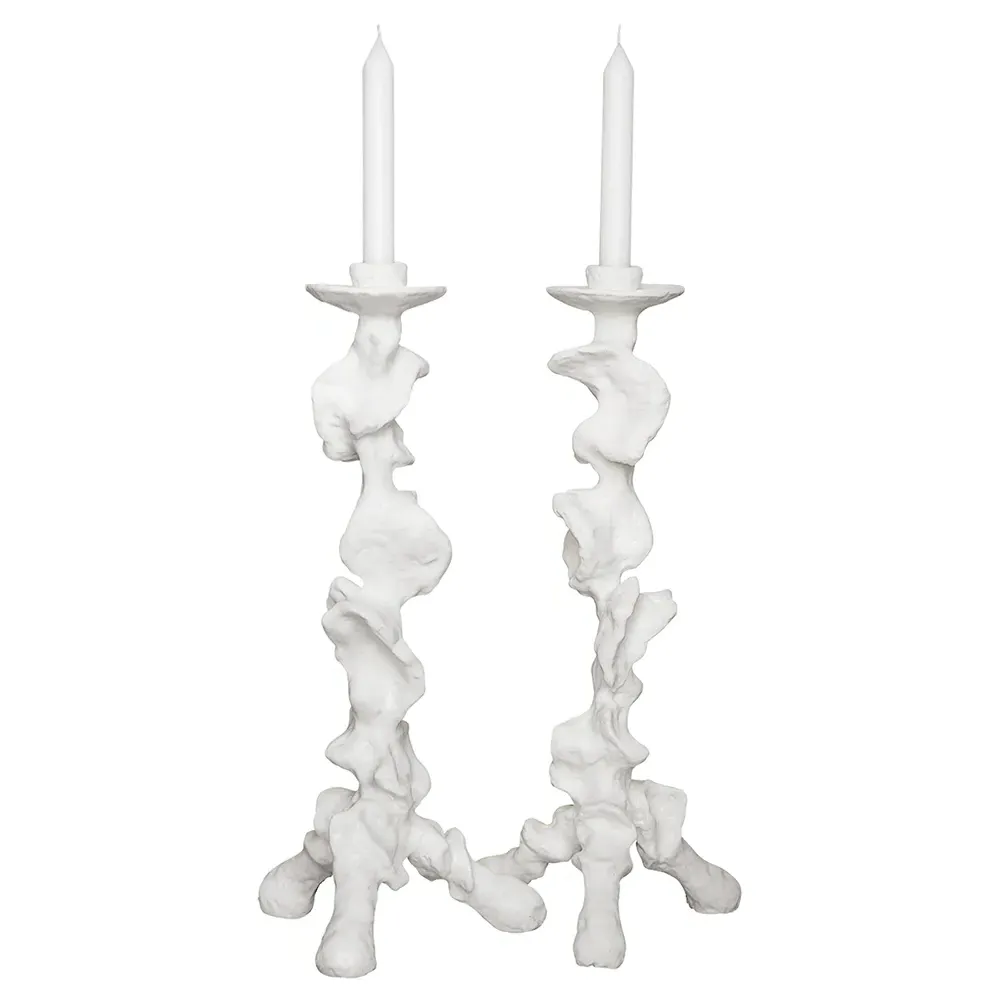 Klemm Small Candlestick Holders Set of 2 - Frost White, Resin image