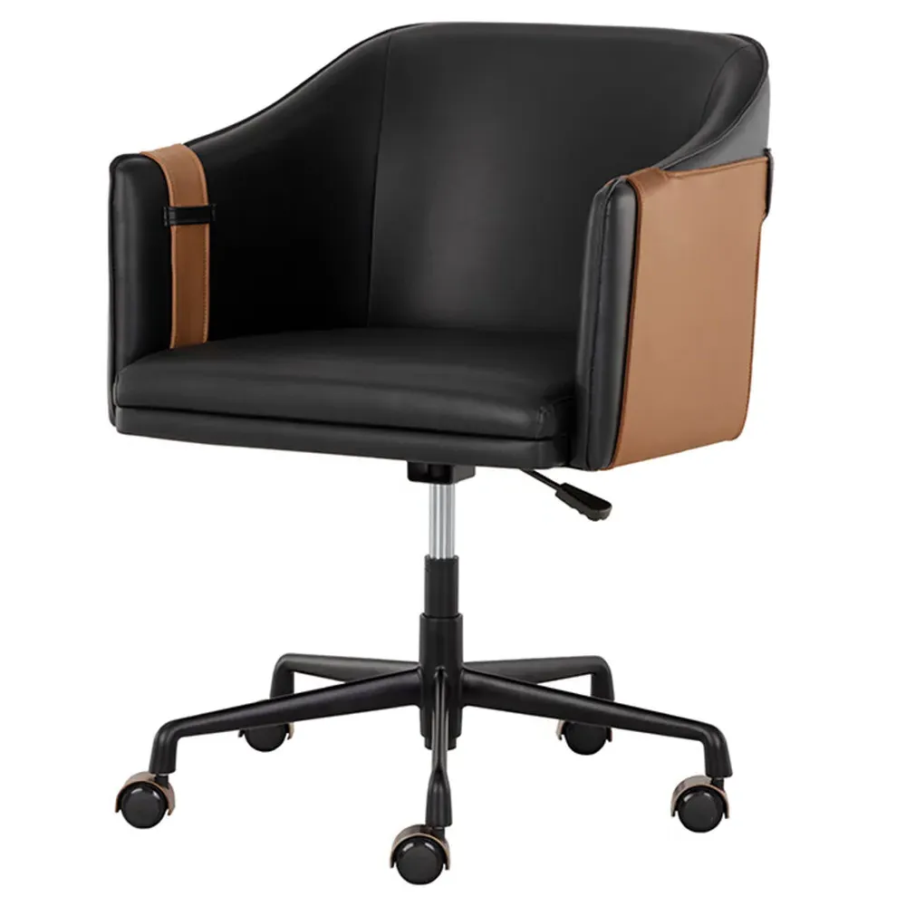Knowles Adjustable Office Chair - Black, Faux Leather