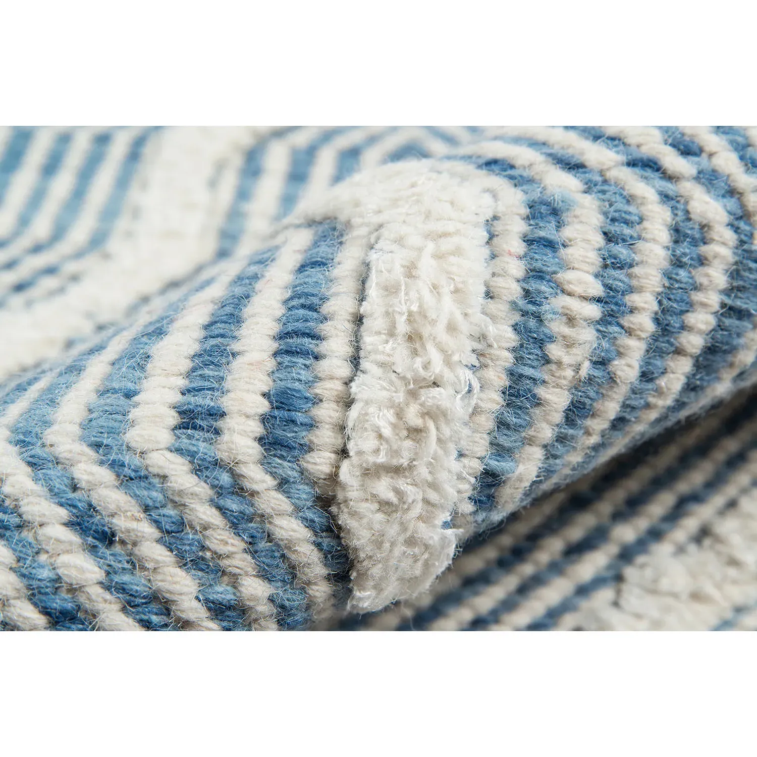 Knox Blue Geometric Patterned Rug - Blue, Wool