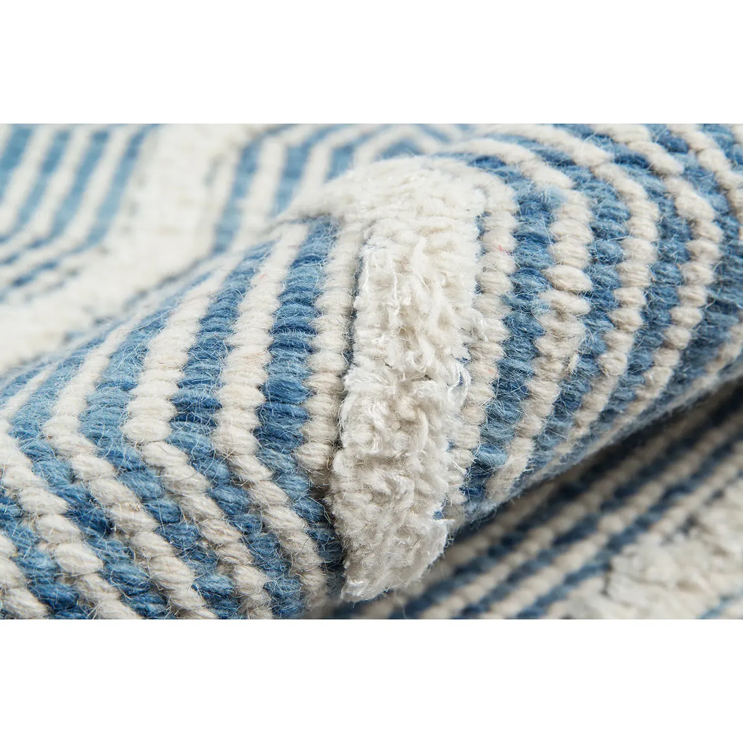 Knox Blue Geometric Patterned Rug - Blue, Wool