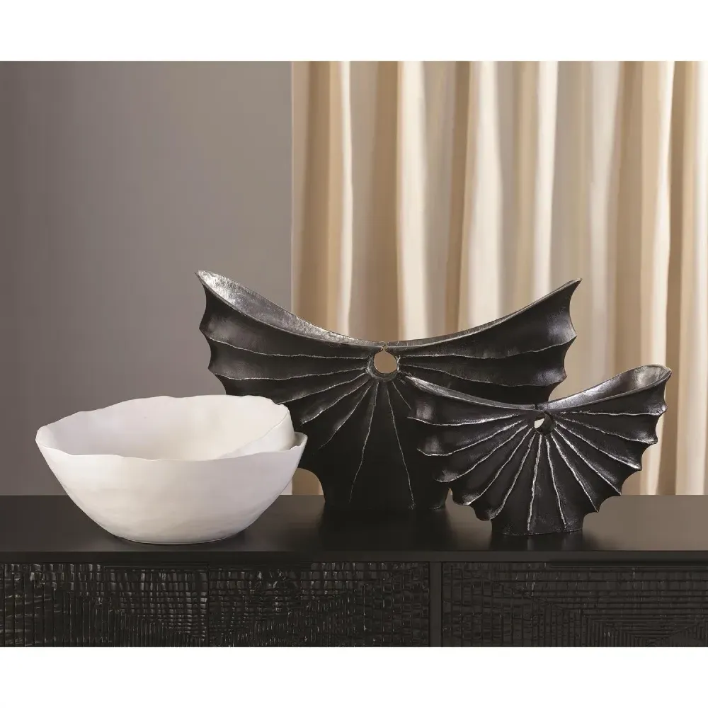 Knox Decorative Bowl with Spiral Ridge - White, Ceramic