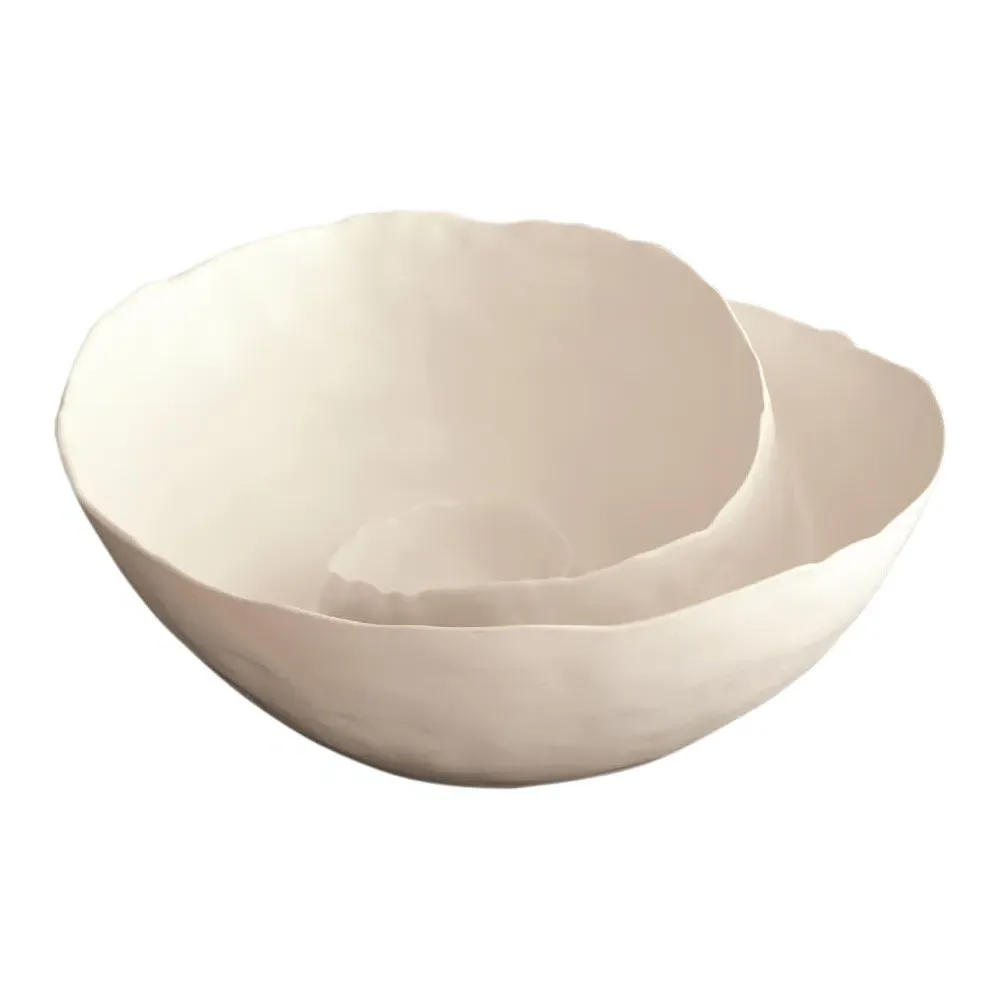 Knox Decorative Bowl with Spiral Ridge - White, Ceramic