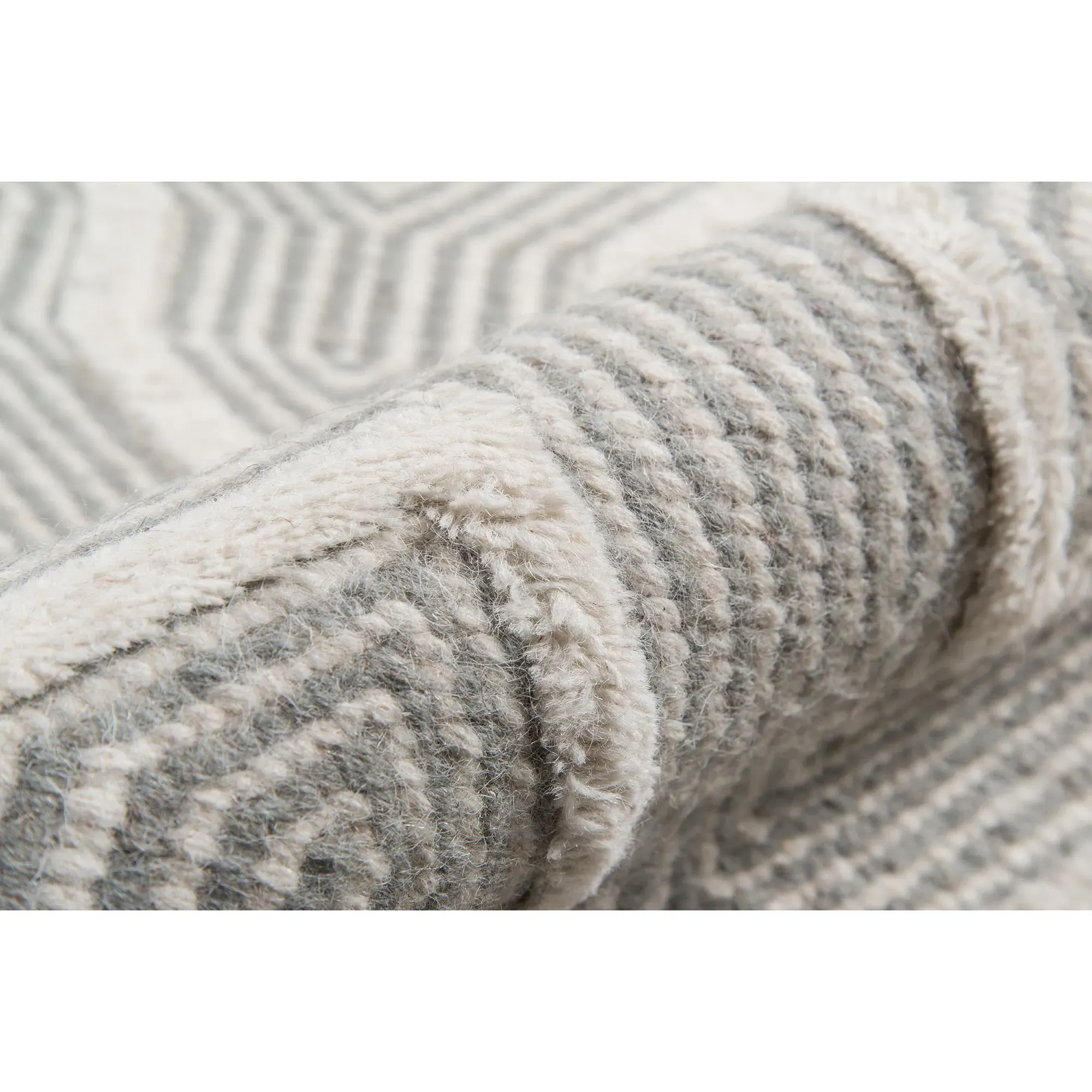 Knox Geometric Patterned Rug - Grey, Wool