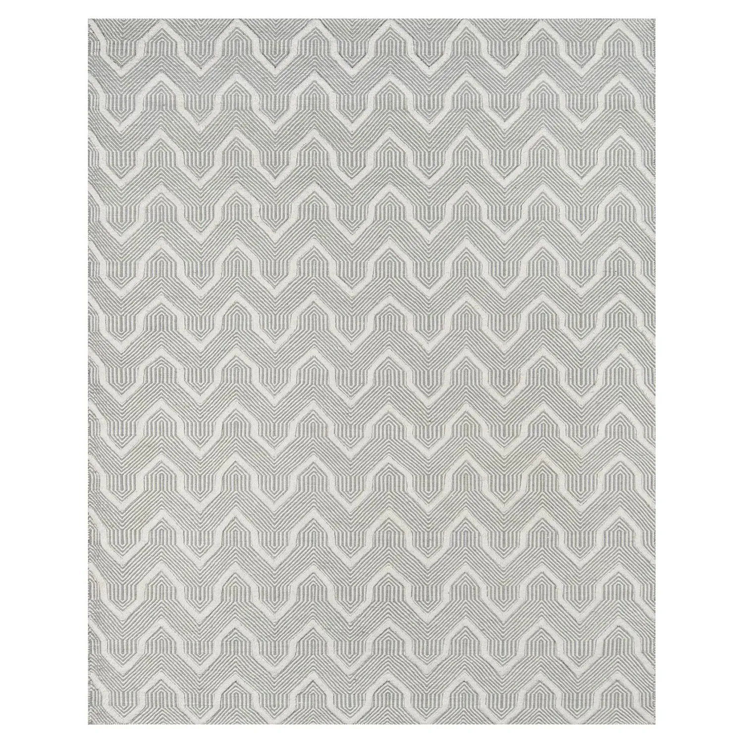 Knox Geometric Patterned Rug - Grey, Wool