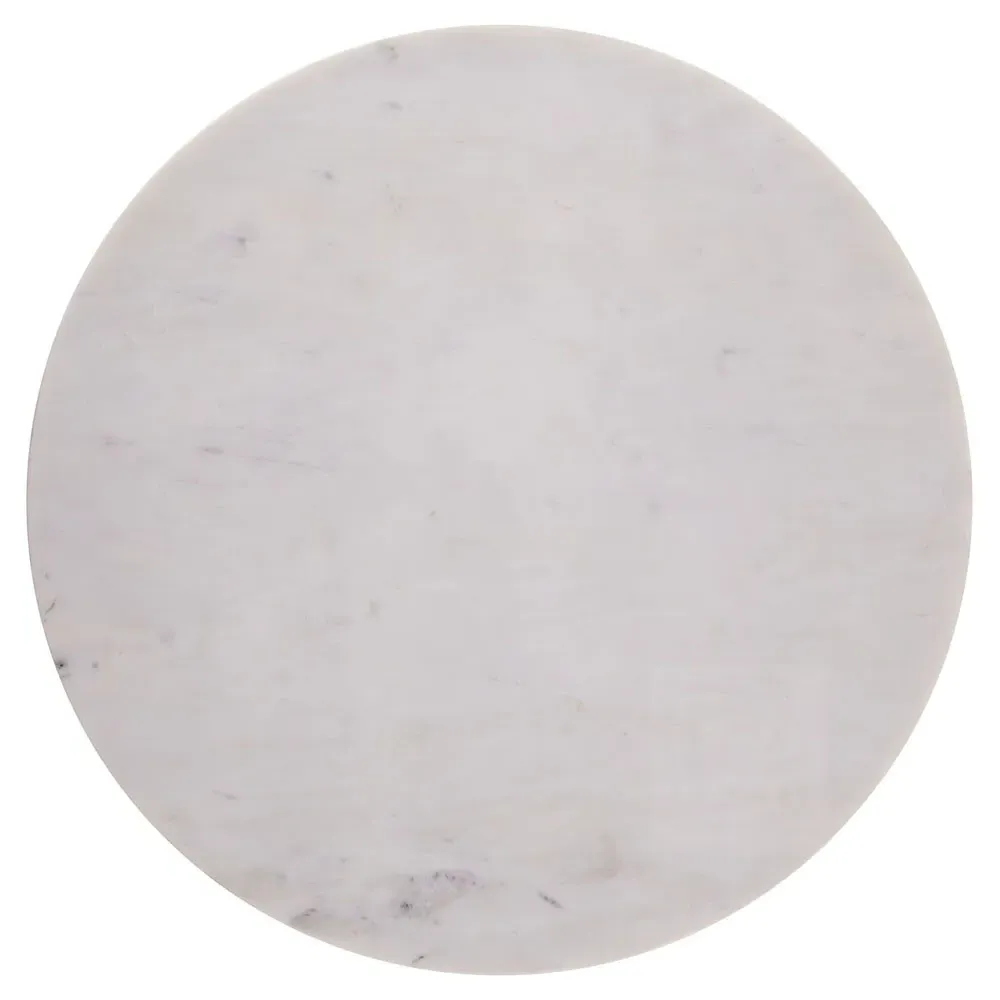 Knoxville Round Side Table - White Marble, Mango Wood