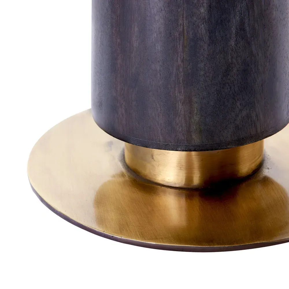 Knoxville Round Side Table - White Marble, Mango Wood