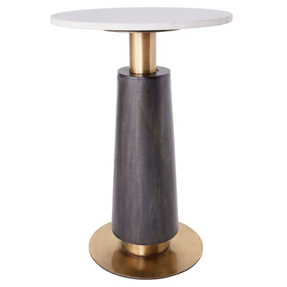 Knoxville Round Side Table - White Marble, Mango Wood image