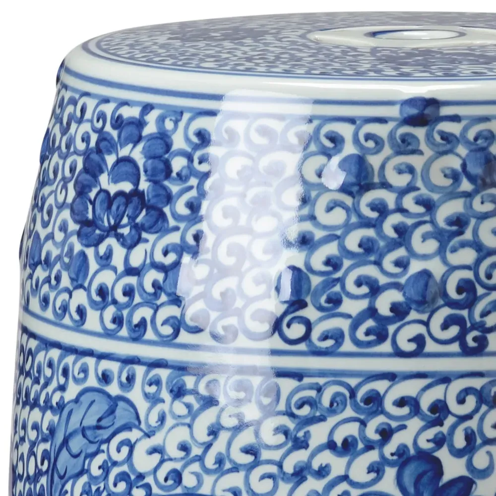 Koby Round Garden Stool - Blue, Ceramic