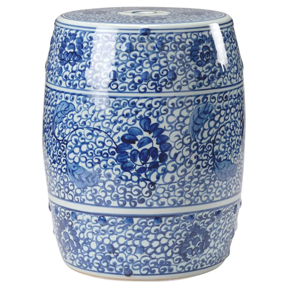 Koby Round Garden Stool - Blue, Ceramic image