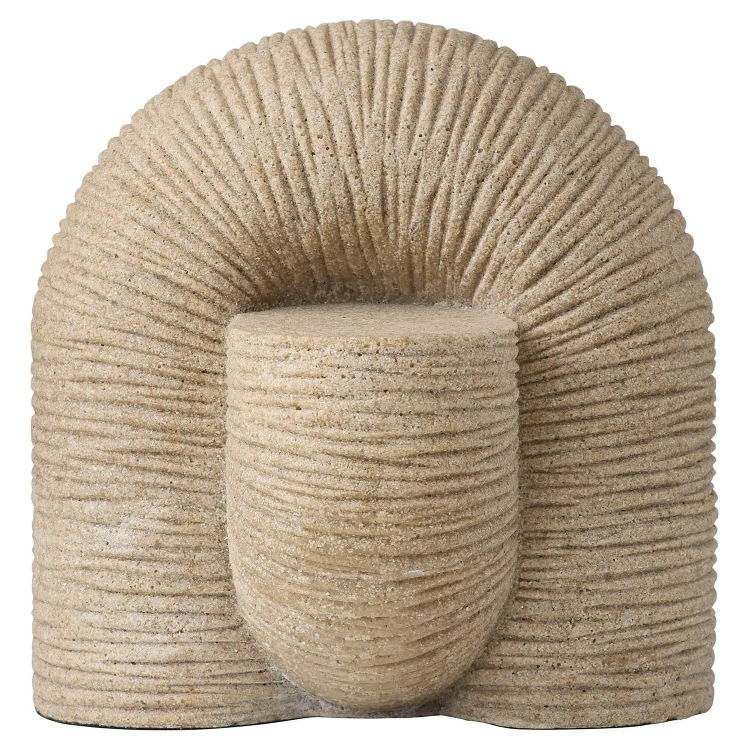 Kodiak Ridged Column Sculpture - Beige, Resin