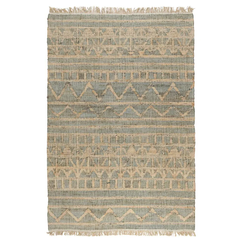 Kohei Tribal Patterned Jute Rug - Green