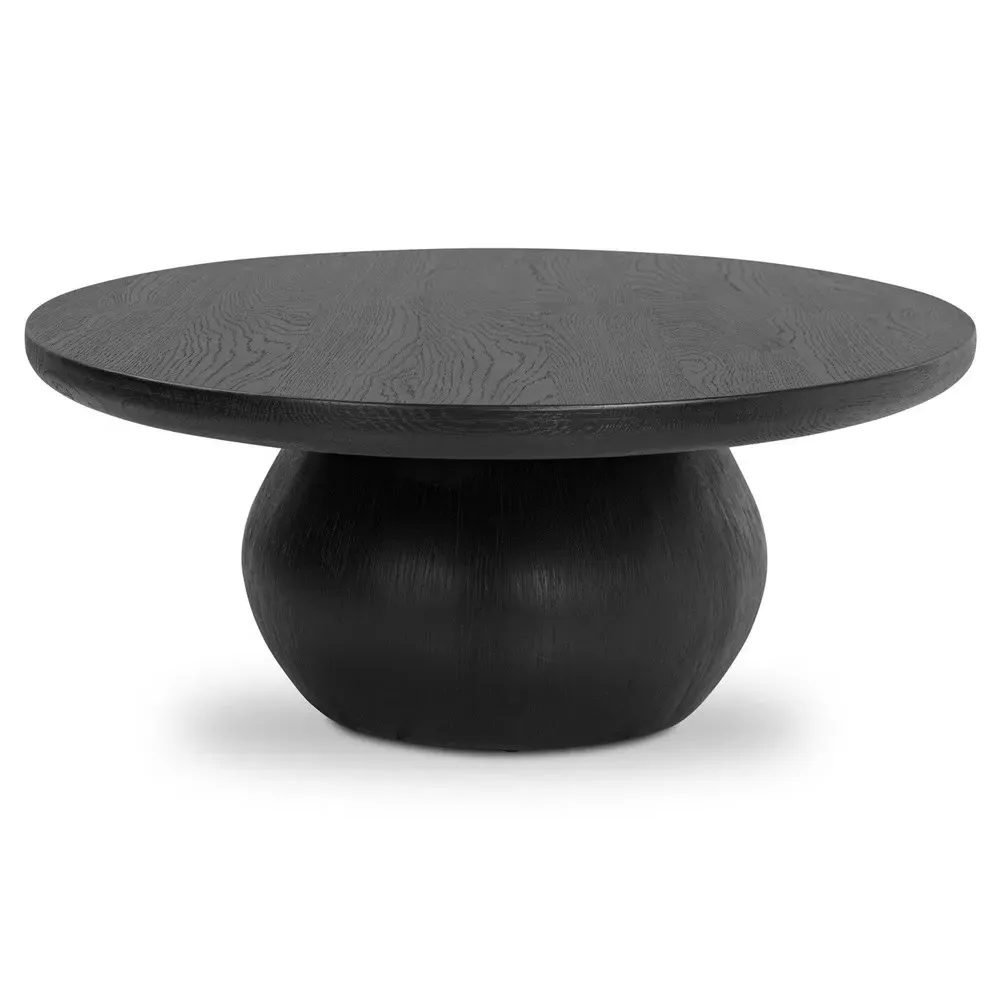 Kornelia Oval Coffee Table - Black, Oak Wood