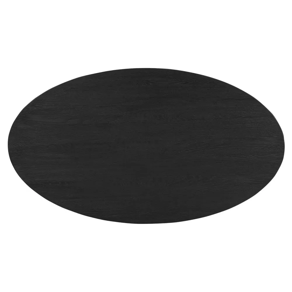 Kornelia Oval Coffee Table - Black, Oak Wood