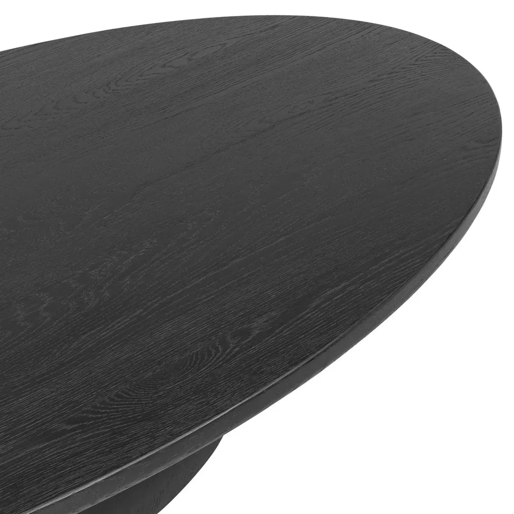 Kornelia Oval Coffee Table - Black, Oak Wood
