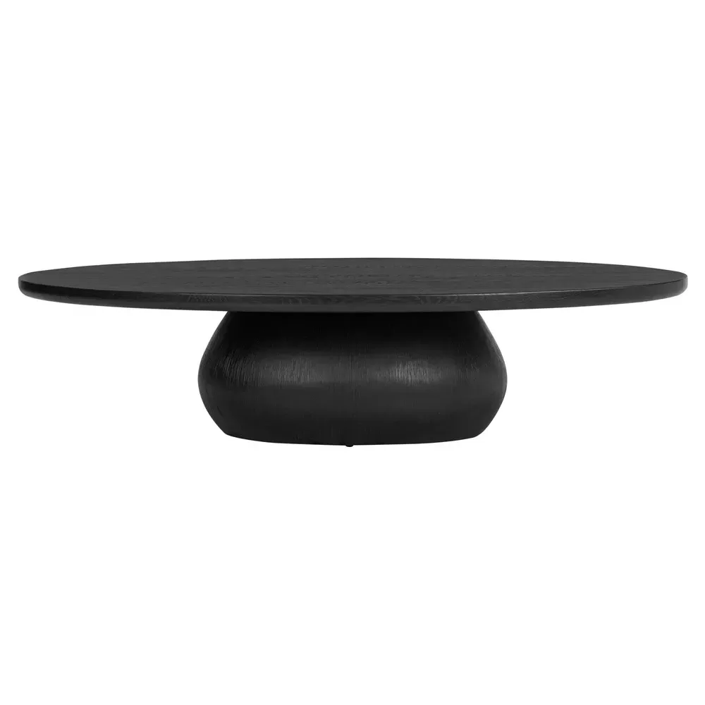 Kornelia Oval Coffee Table - Black, Oak Wood