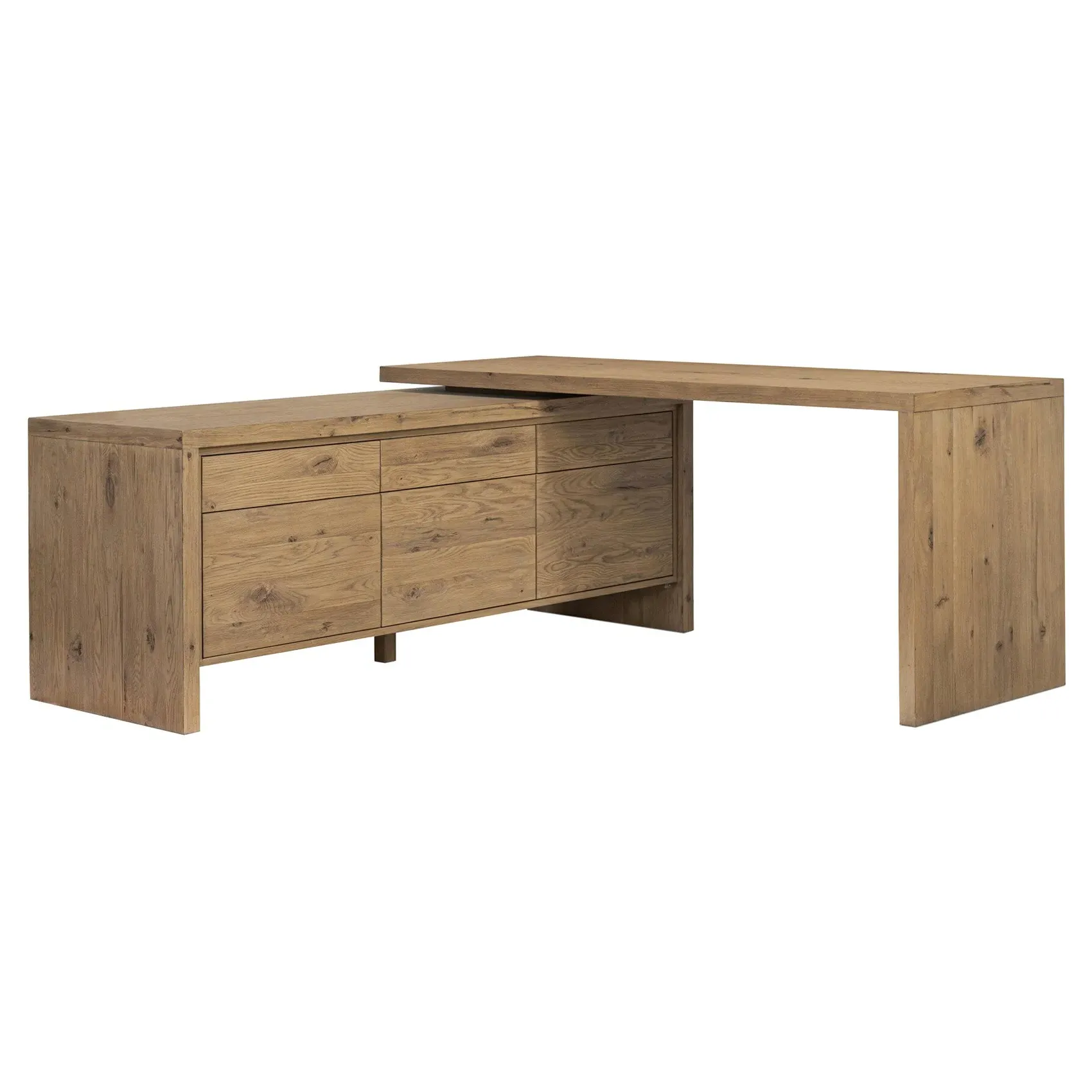 Kortney Rectangular Rotating Desk - Brown, Oak image