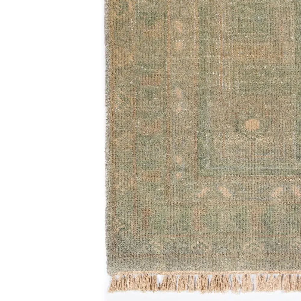 Kouka Hand Knotted Rug - Green, Wool