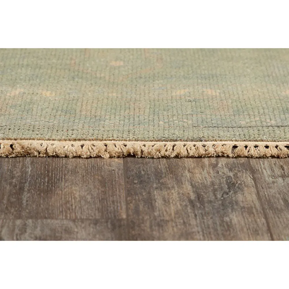 Kouka Hand Knotted Rug - Green, Wool