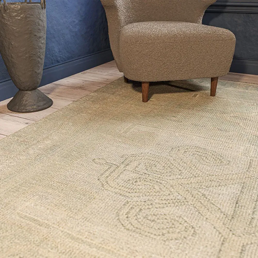 Kouka Hand Knotted Rug - Green, Wool