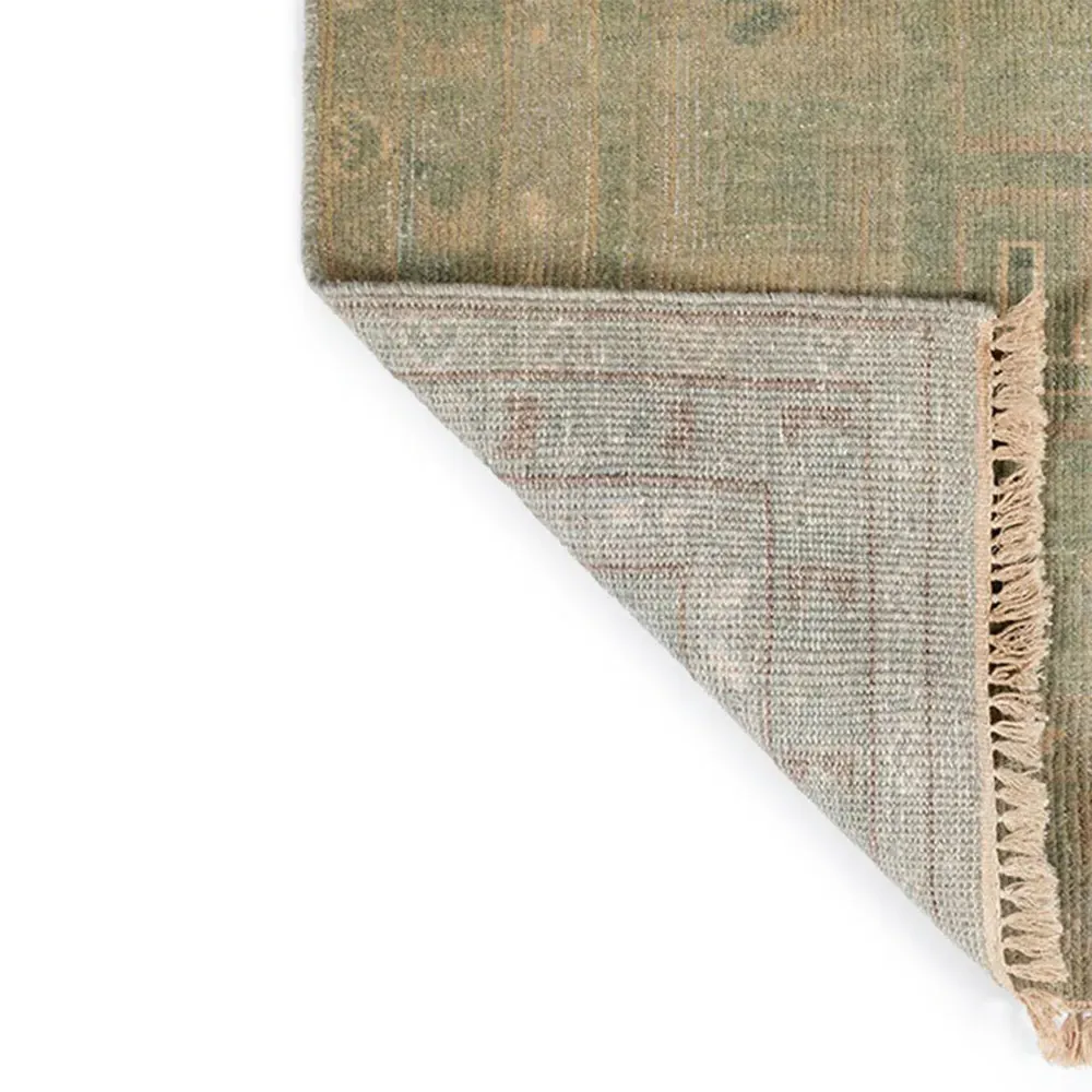 Kouka Hand Knotted Rug - Green, Wool