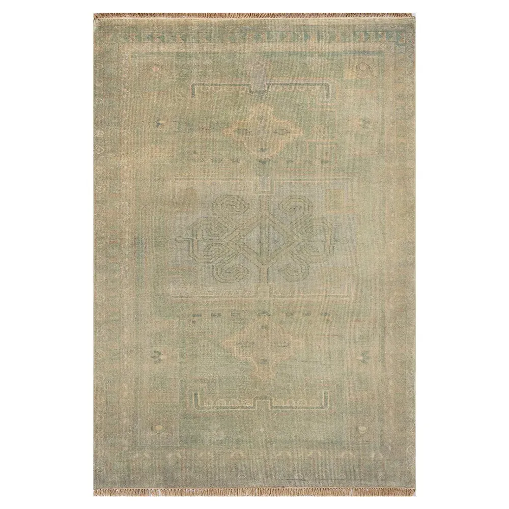Kouka Hand Knotted Rug - Green, Wool image