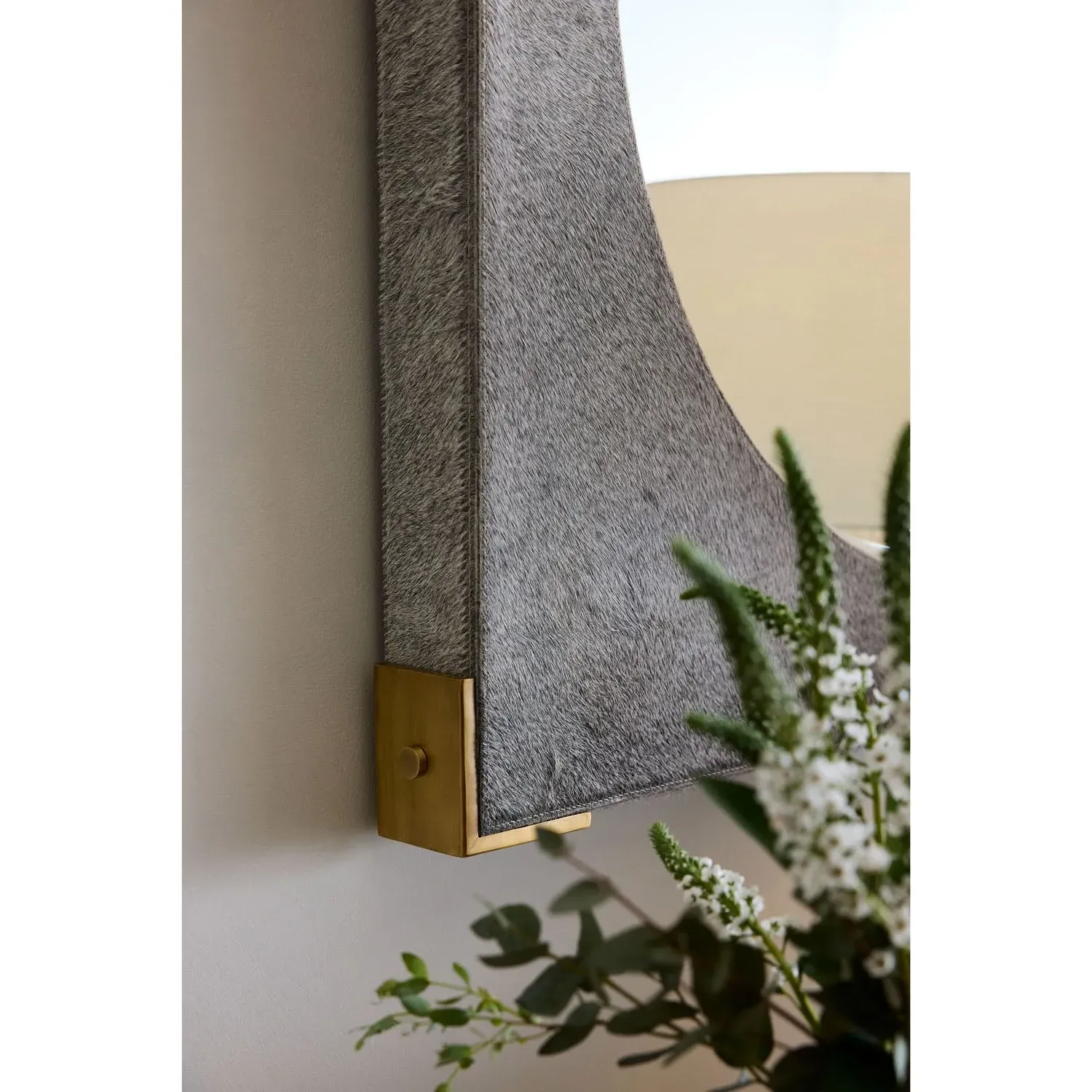 Kristen Square Wall Mounted Mirror - Grey, Hair On Hide