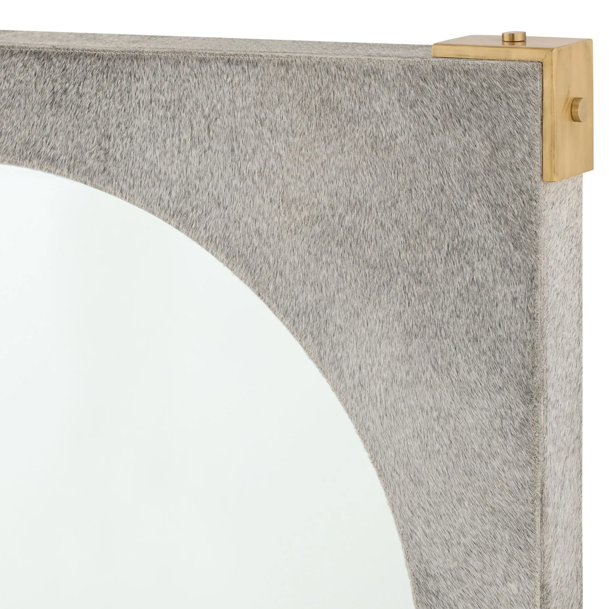 Kristen Square Wall Mounted Mirror - Grey, Hair On Hide
