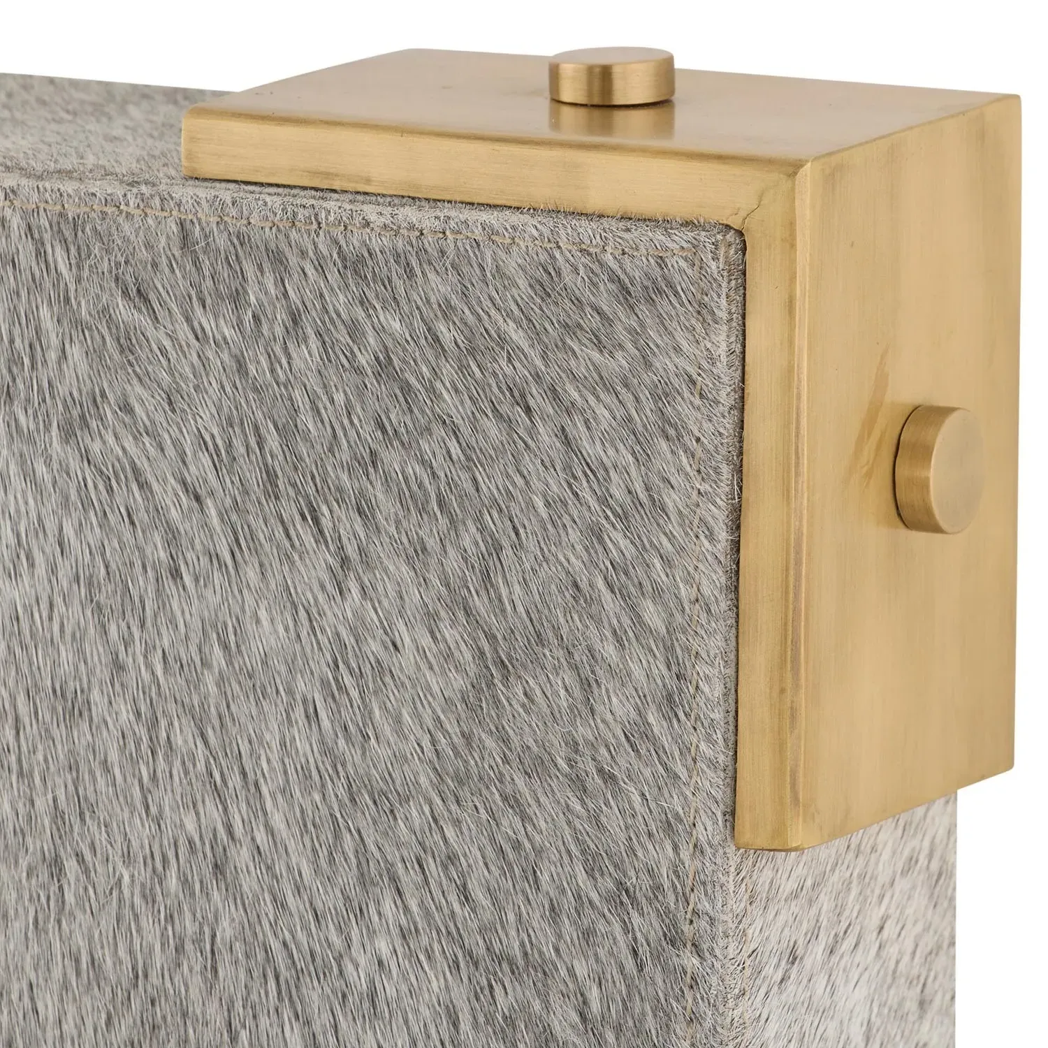 Kristen Square Wall Mounted Mirror - Grey, Hair On Hide