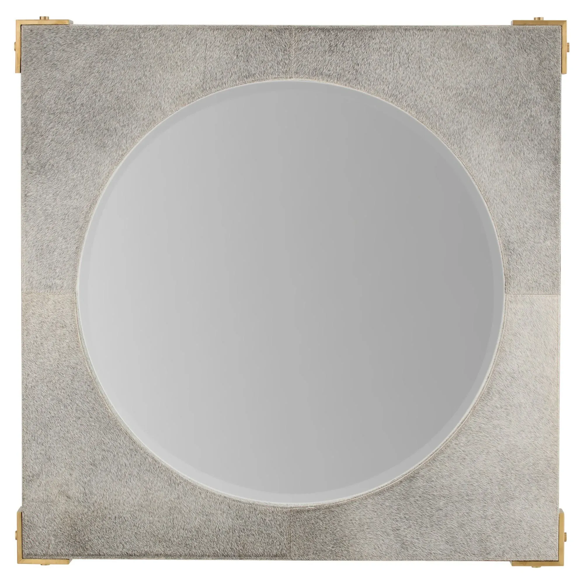 Kristen Square Wall Mounted Mirror - Grey, Hair On Hide