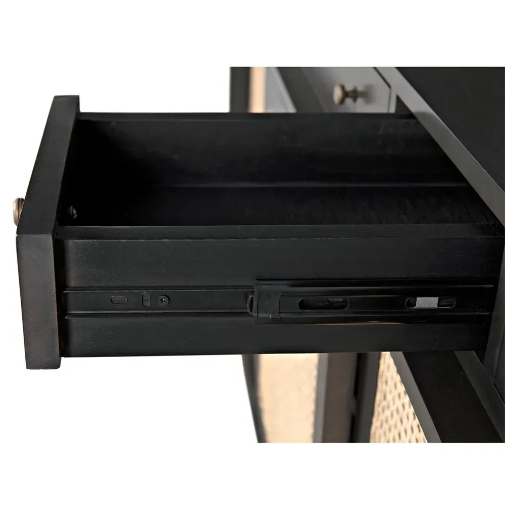 Kristine Sideboard with Woven Cane - Black, Mahogany