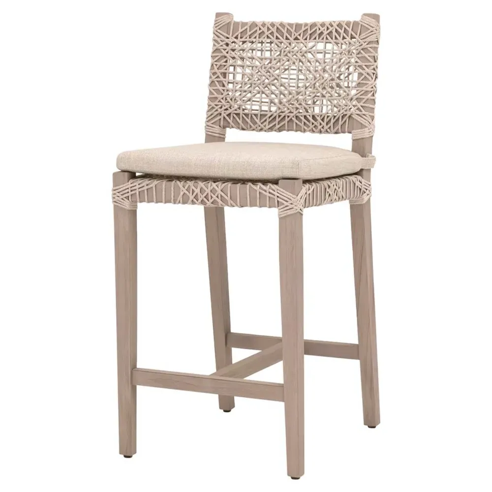 Kristoffer Outdoor Counter Stool - Ecru, Teak