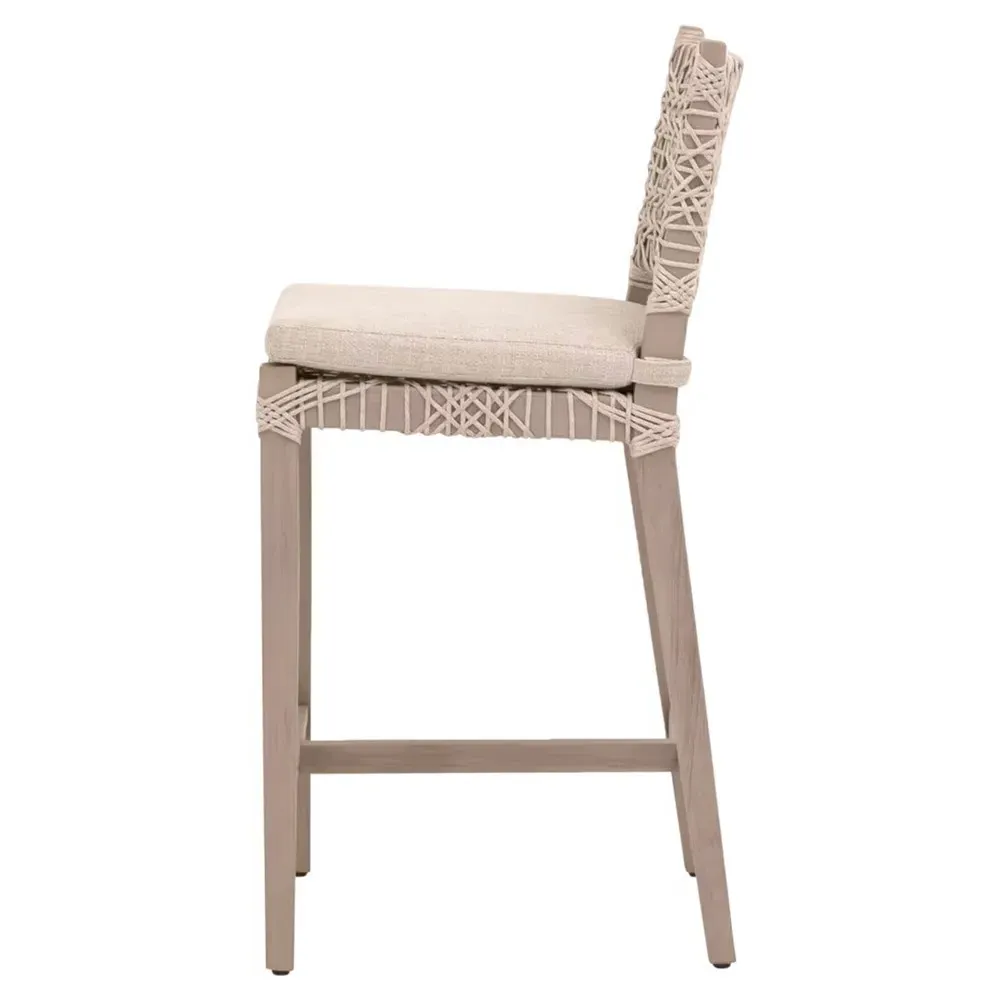 Kristoffer Outdoor Counter Stool - Ecru, Teak
