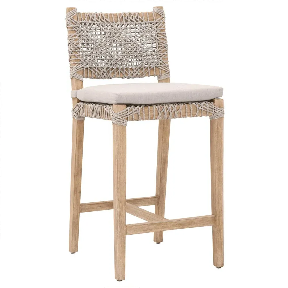 Kristoffer Woven Rope Counter Stool - Natural Grey, Mahogany