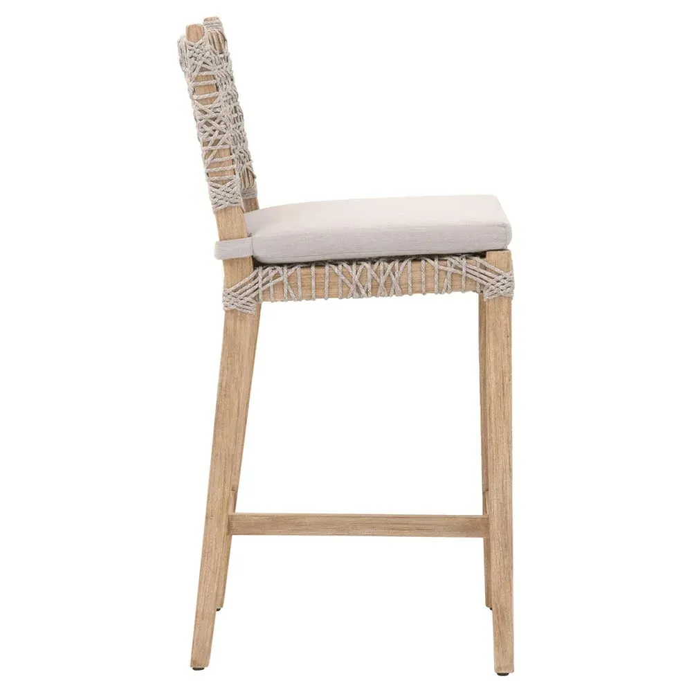 Kristoffer Woven Rope Counter Stool - Natural Grey, Mahogany