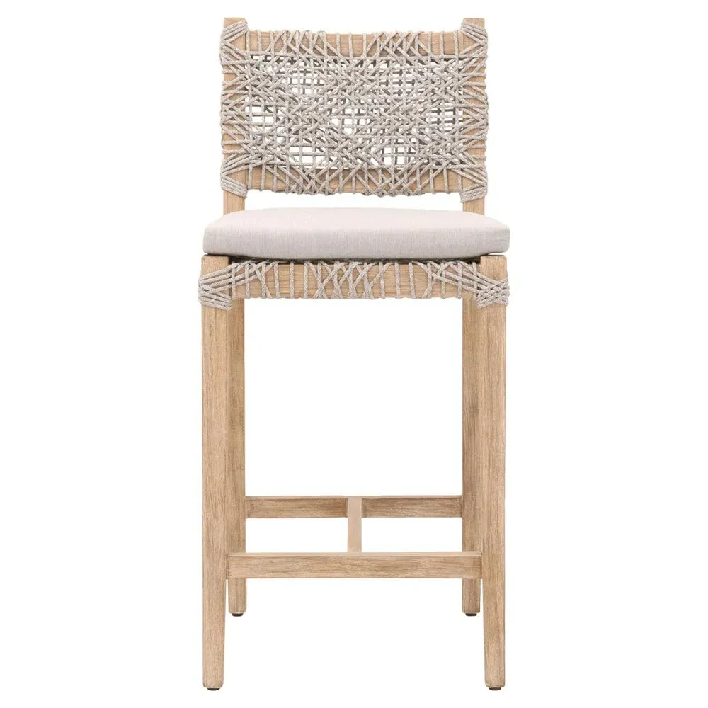 Kristoffer Woven Rope Counter Stool - Natural Grey, Mahogany image