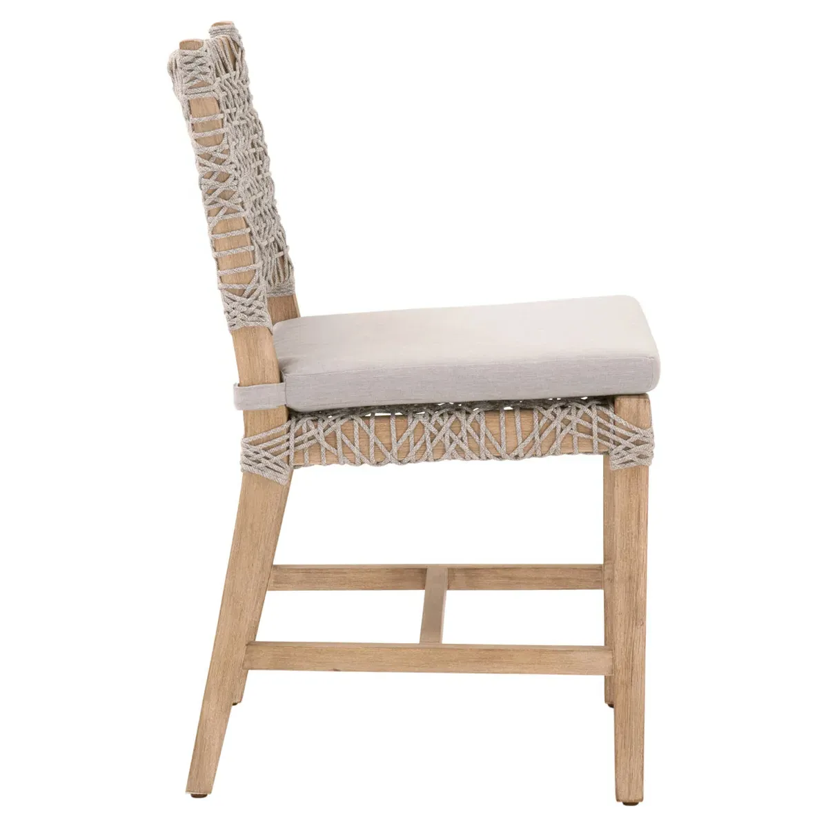 Kristoffer Woven Rope Dining Chair Set of 2 - Natural Grey, Mahogany