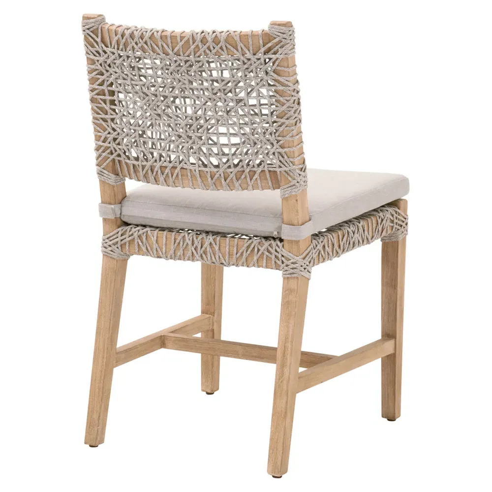 Kristoffer Woven Rope Dining Chair Set of 2 - Natural Grey, Mahogany
