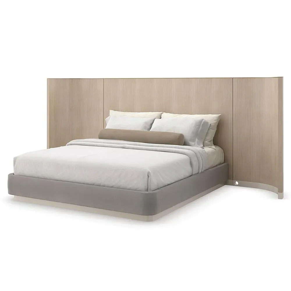Kyla King Size Wing Bed Frame - Grey, Wood