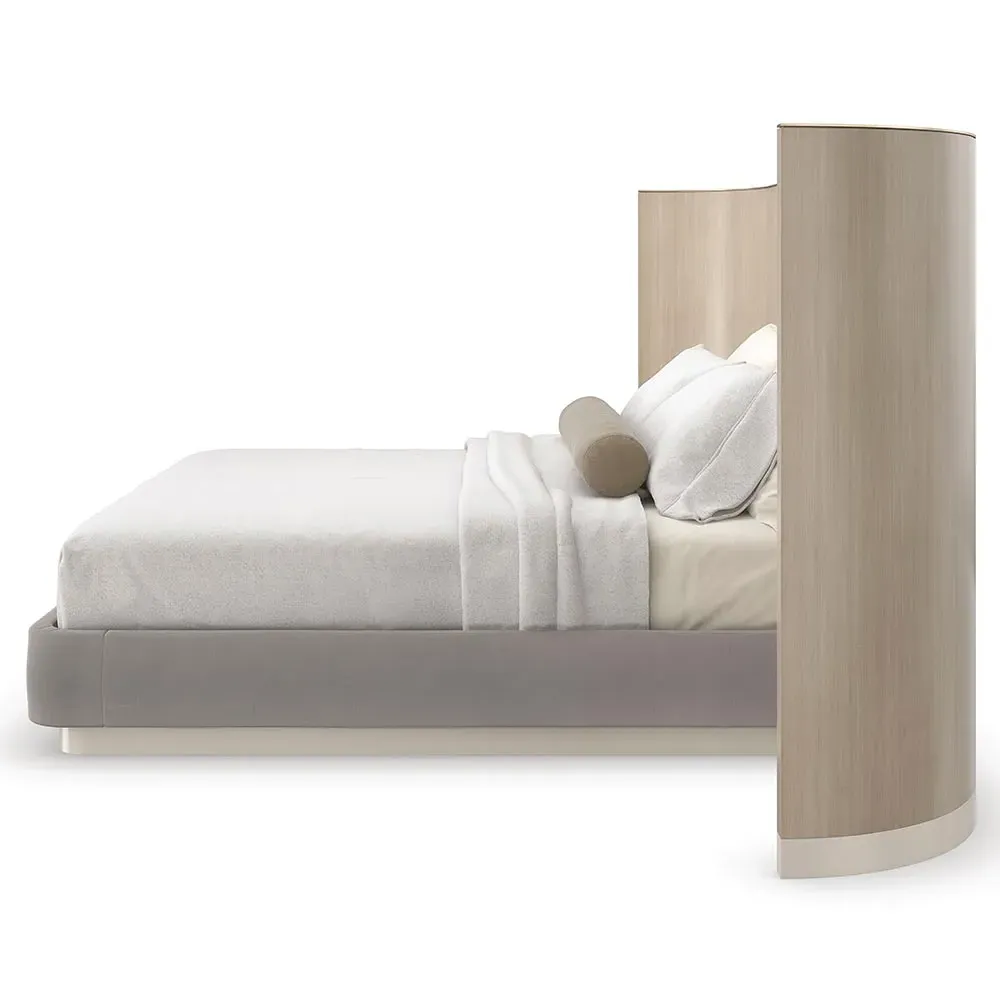 Kyla King Size Wing Bed Frame - Grey, Wood