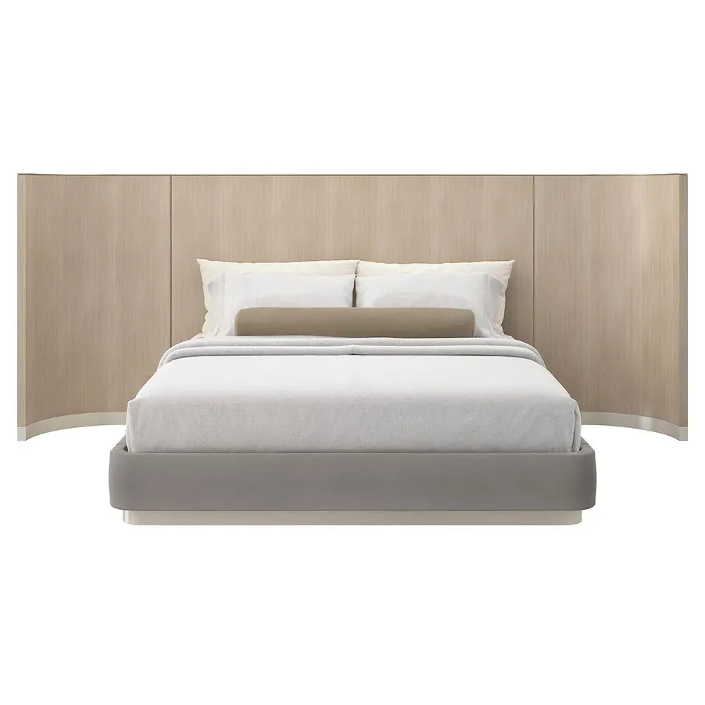 Kyla King Size Wing Bed Frame - Grey, Wood