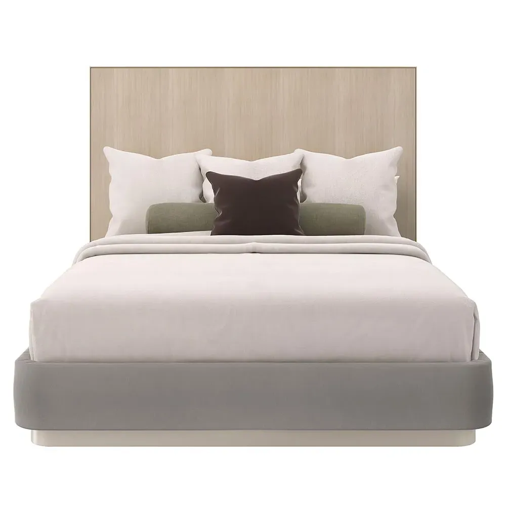 Kyla Queen Size Upholstered Bed Frame - Grey, Wood image