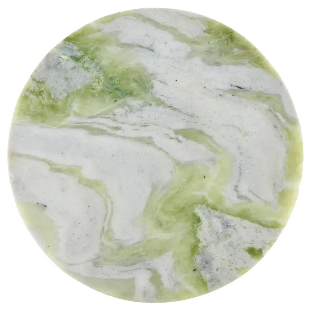 Kyle Round Accent Table - Green, Marble