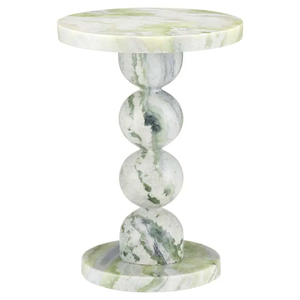 Kyle Round Accent Table - Green, Marble