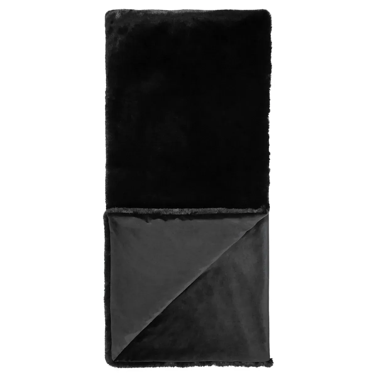 Kylen Faux Fur Throw Blanket - Black, Polyester
