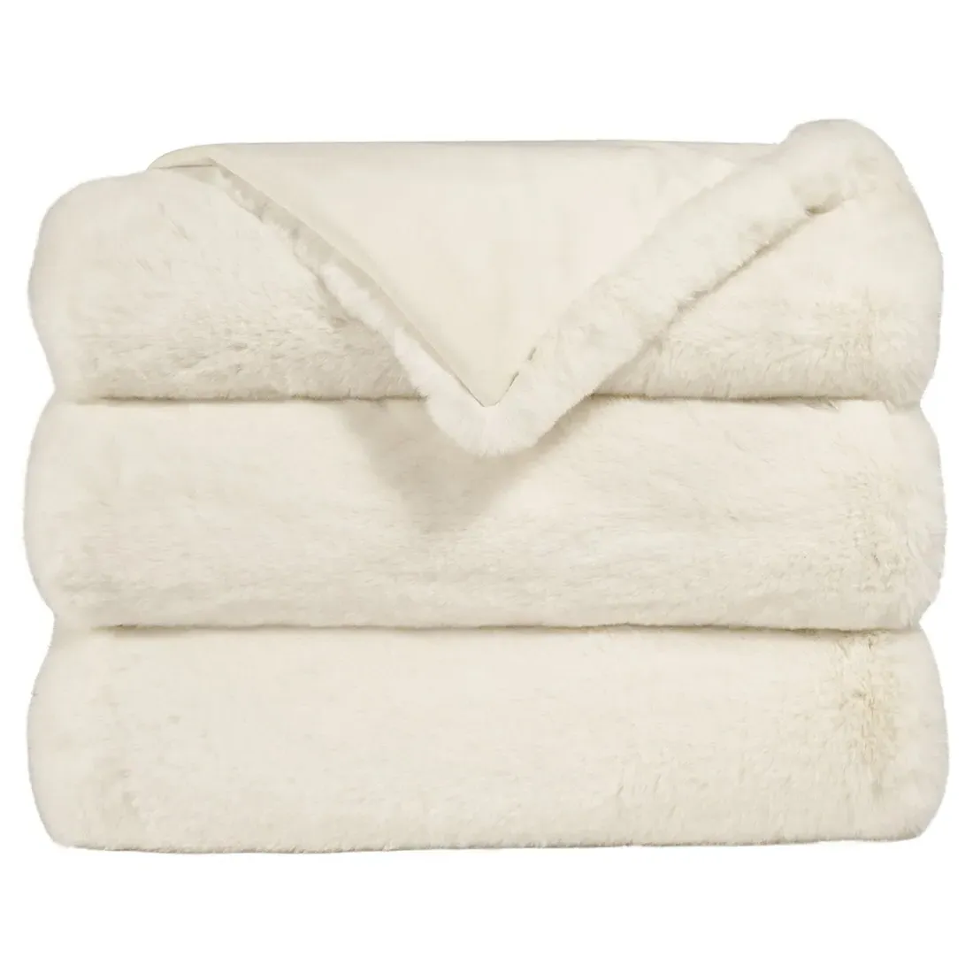 Kylen Faux Fur Throw Blanket - White, Polyester