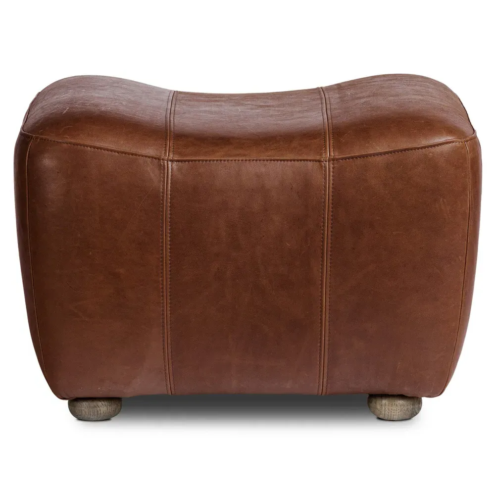 Kylo Ottoman - Dulane Mahogany, Leather