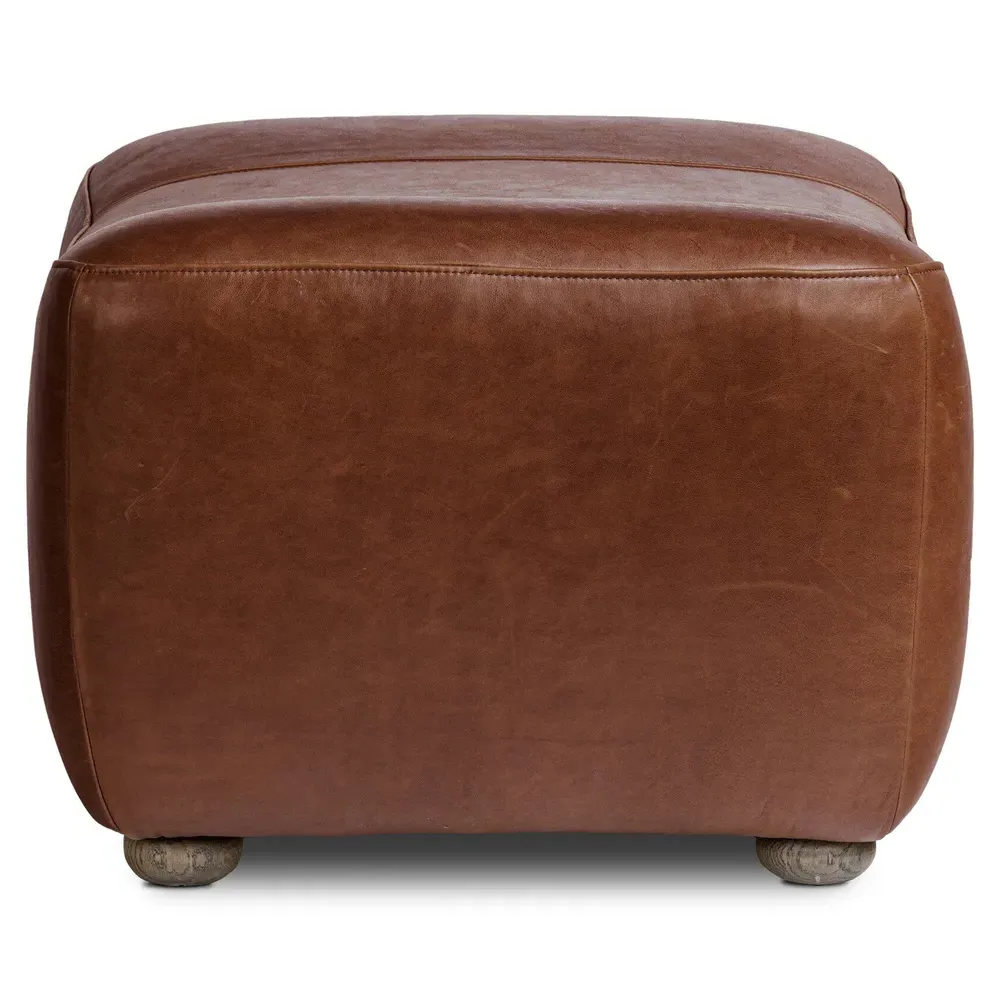Kylo Ottoman - Dulane Mahogany, Leather