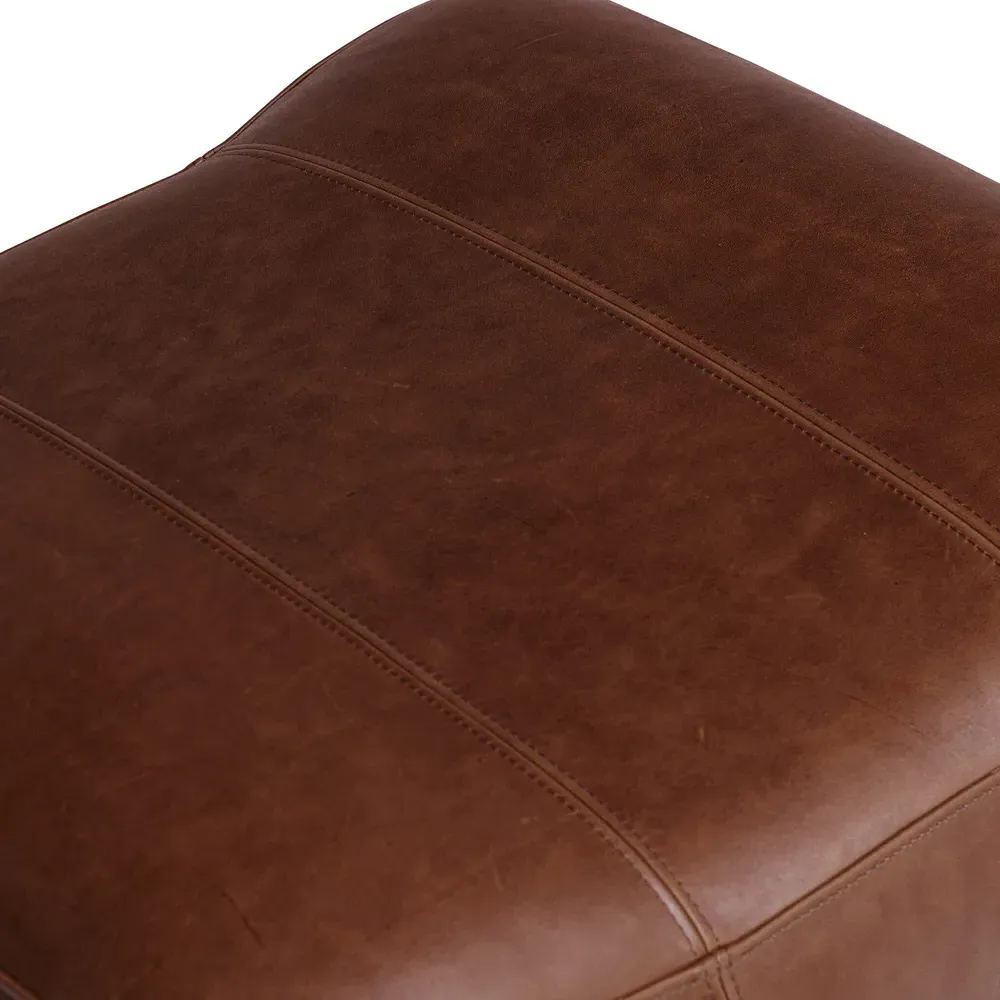 Kylo Ottoman - Dulane Mahogany, Leather