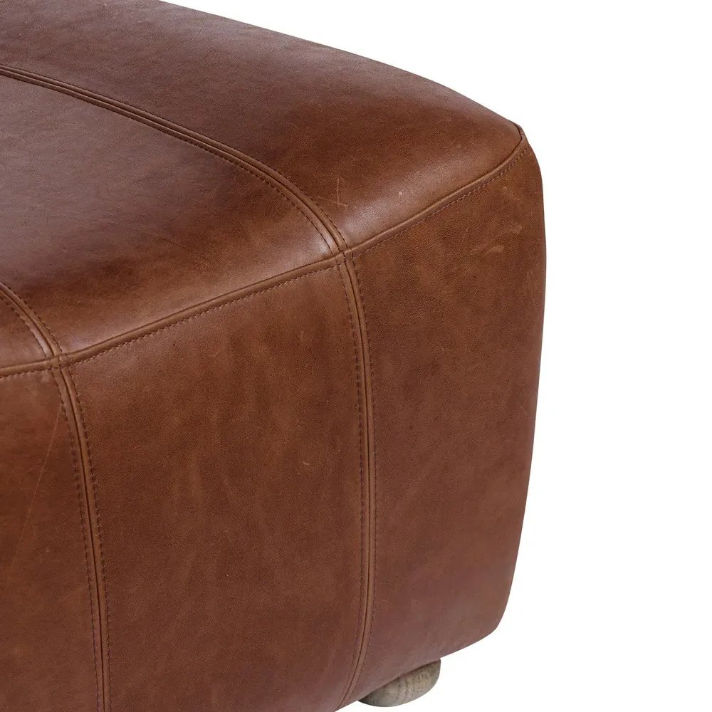 Kylo Ottoman - Dulane Mahogany, Leather