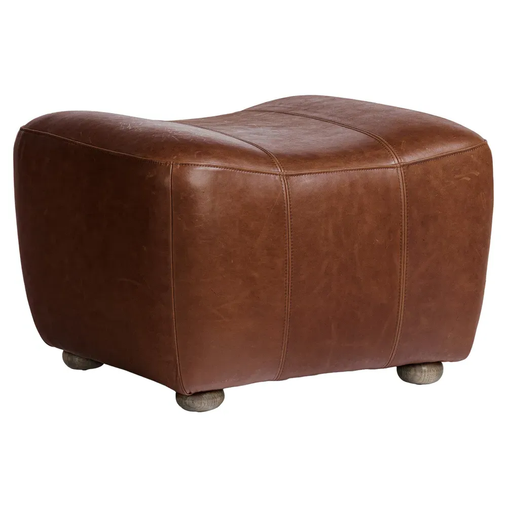Kylo Ottoman - Dulane Mahogany, Leather